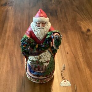 Jim Shore Festive Santa Figurine - Red and Green